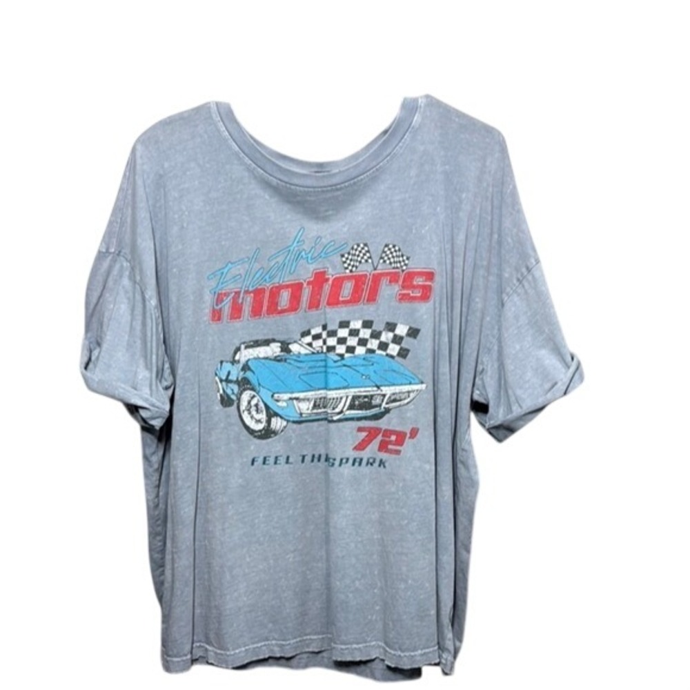 Zutter‎ Mens Electric Motors 72 Graphic T-Shirt Acid Wash Gray Distressed Large